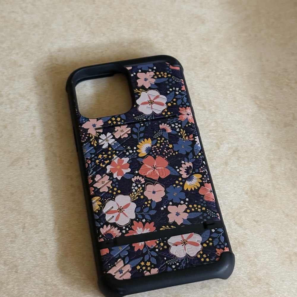 Scooch flip wallet Floral Pattern Phone Case - Black and Pink